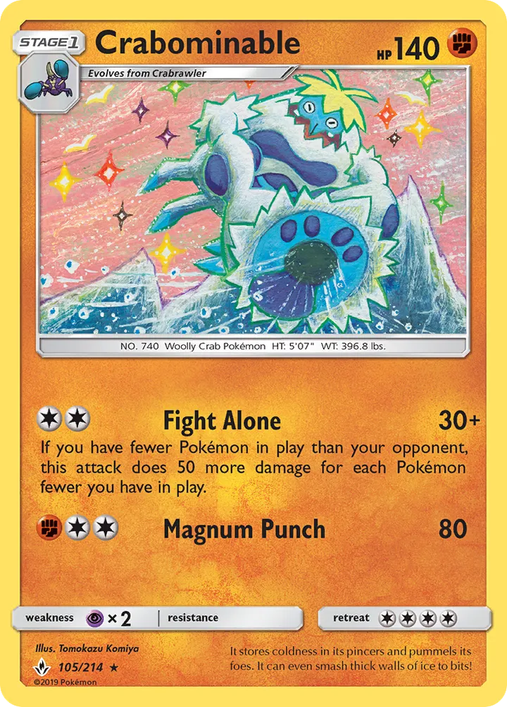 Sun & Moon—Unbroken Bonds 영어판 Crabominable 105 카드 앞면