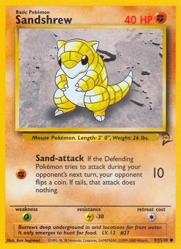 Base Set 2 英語版 Sandshrew 91 カード表面