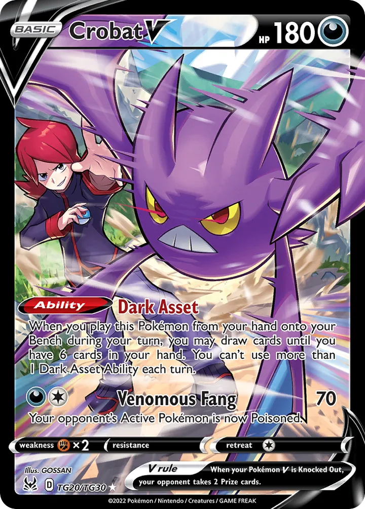 Sword & Shield—Lost Origin 영어판 Crobat V TG20 카드 앞면