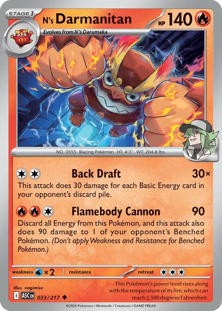 Mega Evolution—Ascended Heroes 英語版 N's Darmanitan 33 カード表面