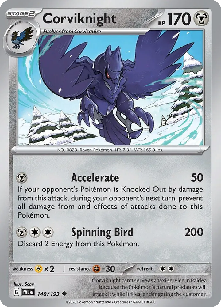 Scarlet & Violet—Paldea Evolved 영어판 Corviknight 148 카드 앞면
