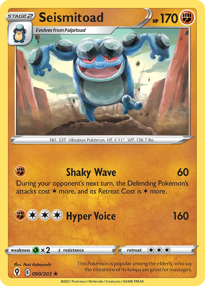 Sword & Shield—Evolving Skies 영어판 Seismitoad 90 카드 앞면