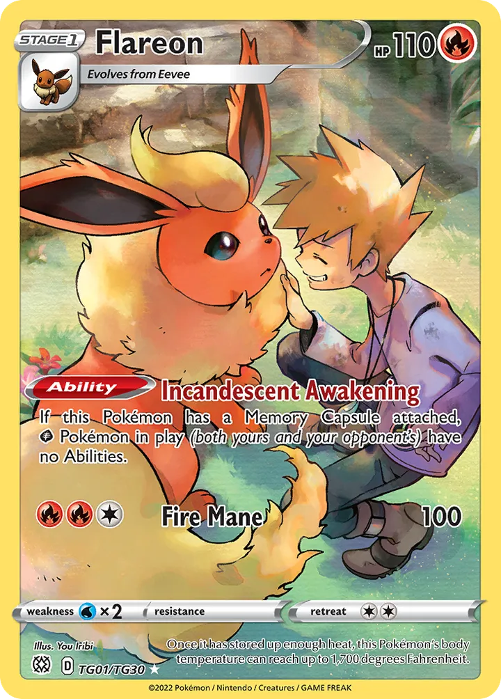 Sword & Shield—Brilliant Stars 英語版 Flareon TG01 カード表面