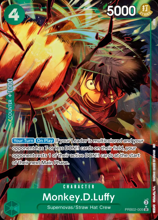 One Piece Card The Best vol.2 영어판 Monkey.D.Luffy PRB02-005 · 패럴렐 카드 앞면