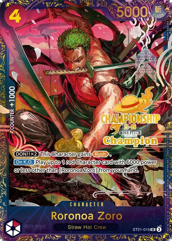 GEAR5 英語版 Roronoa Zoro ST21-015 · リージョナル チャンピオン カード表面