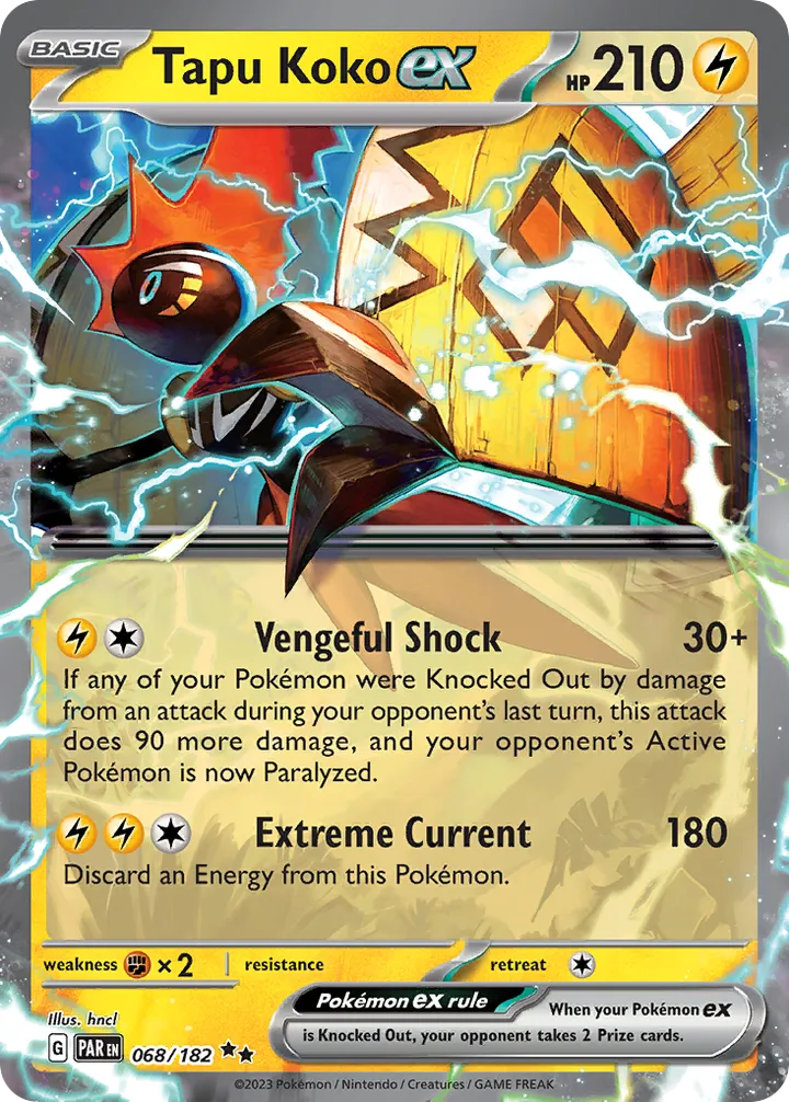 Scarlet & Violet—Paradox Rift 영어판 Tapu Koko ex 68 카드 앞면