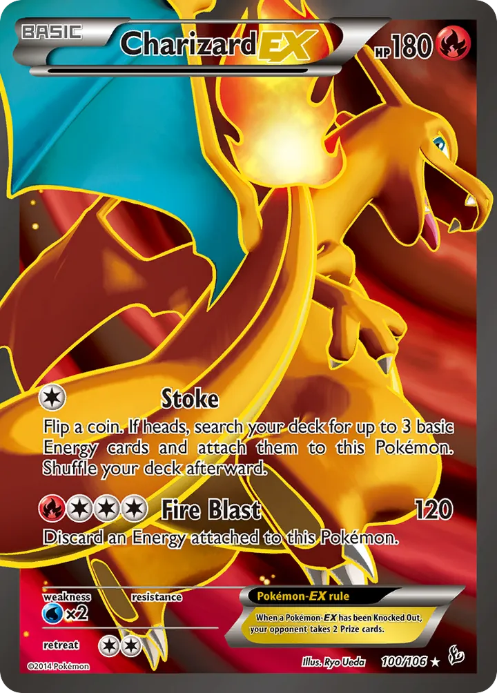 XY—Flashfire 영어판 Charizard-EX 100 카드 앞면