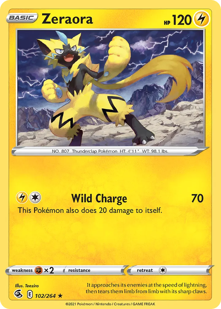 Sword & Shield—Fusion Strike 영어판 Zeraora 102 카드 앞면