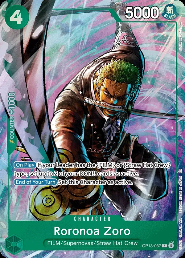 Carrying on His Will 영어판 Roronoa Zoro OP13-037 · 패럴렐 2 카드 앞면