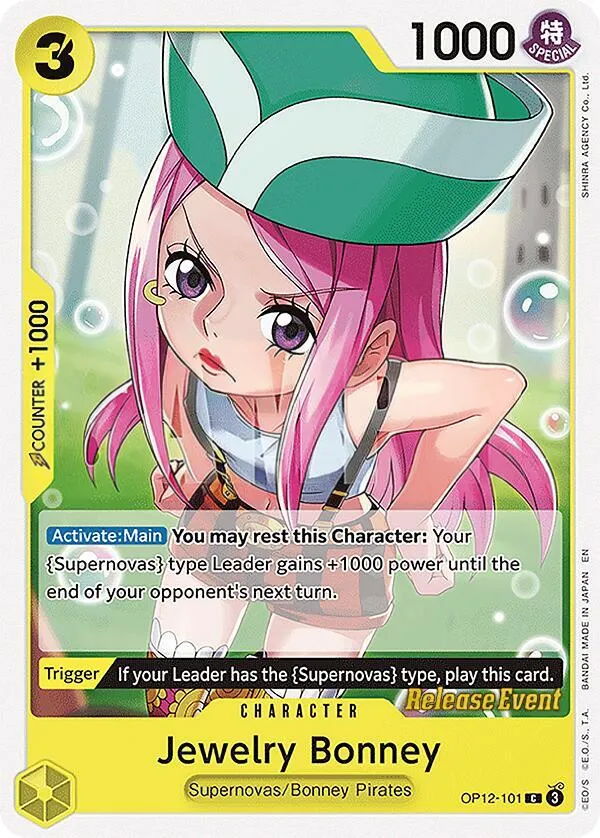 Legacy of the Master 英語版 Jewelry Bonney OP12-101 · プレリリース カード表面