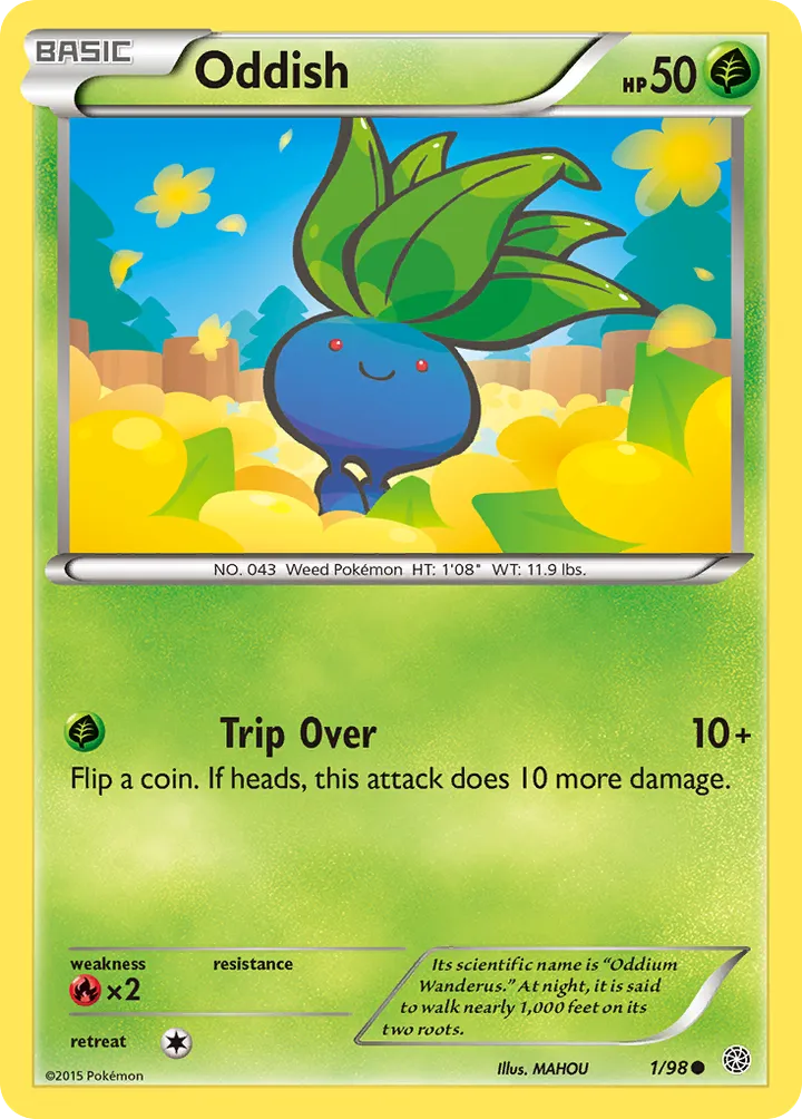 XY—Ancient Origins 영어판 Oddish 1 카드 앞면