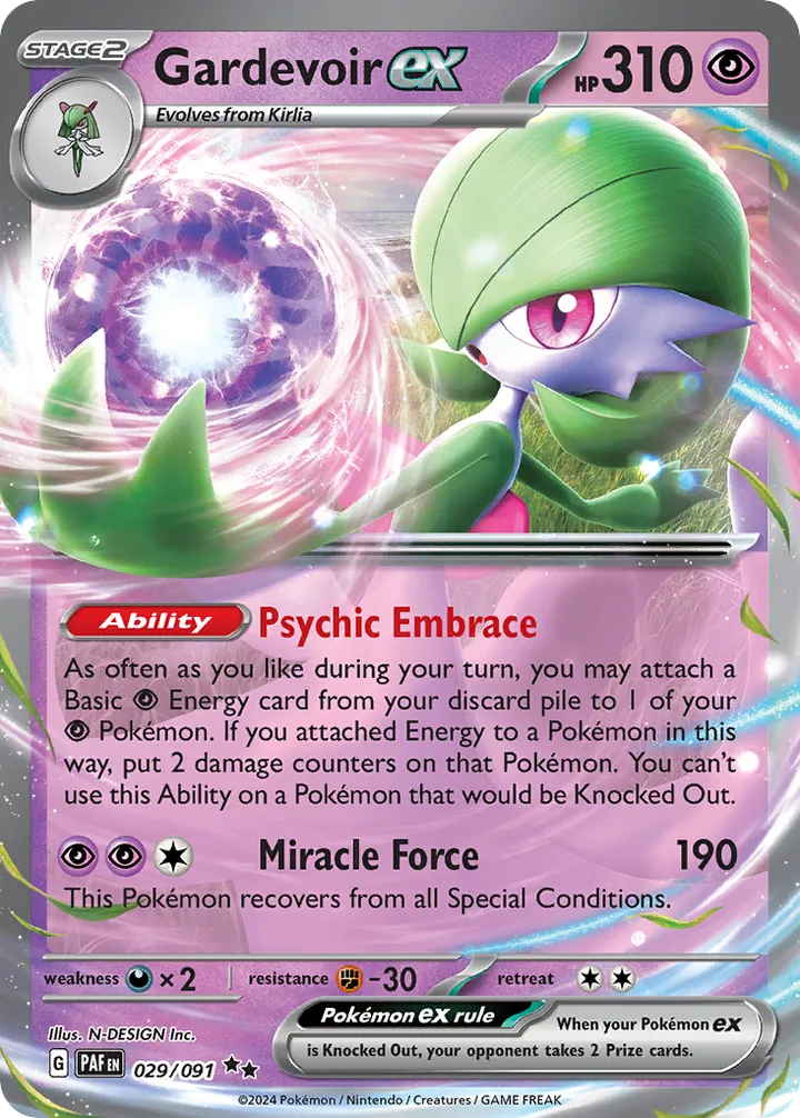 Scarlet & Violet—Paldean Fates 영어판 Gardevoir ex 29 카드 앞면