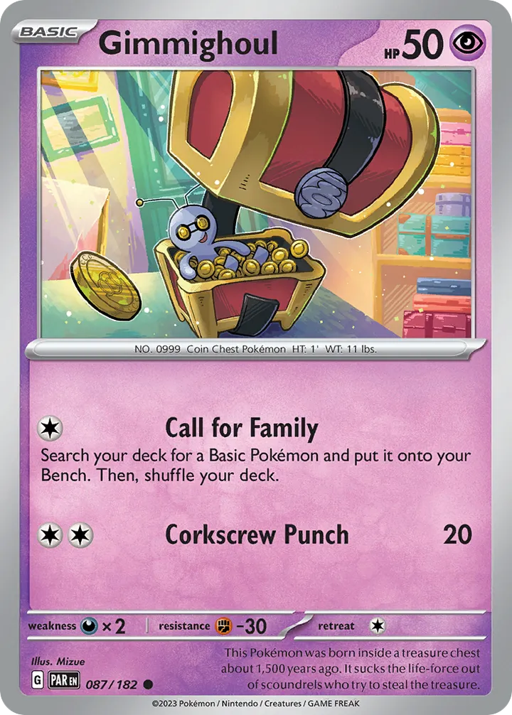 Scarlet & Violet—Paradox Rift 英語版 Gimmighoul 87 カード表面