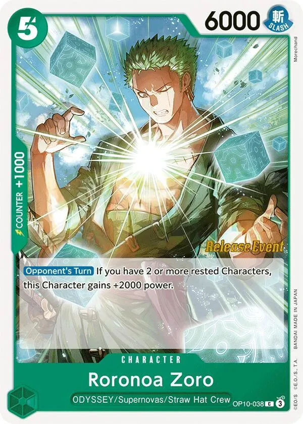 Royal Blood 영어판 Roronoa Zoro OP10-038 · 세트 출시 행사 카드 앞면