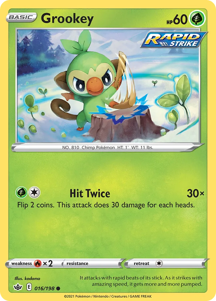 Sword & Shield—Chilling Reign 영어판 Grookey 16 카드 앞면