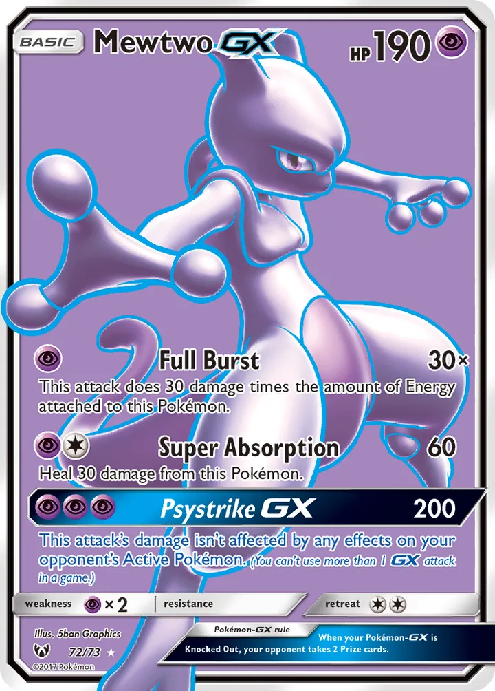 Shining Legends 英語版 Mewtwo-GX 72 カード表面