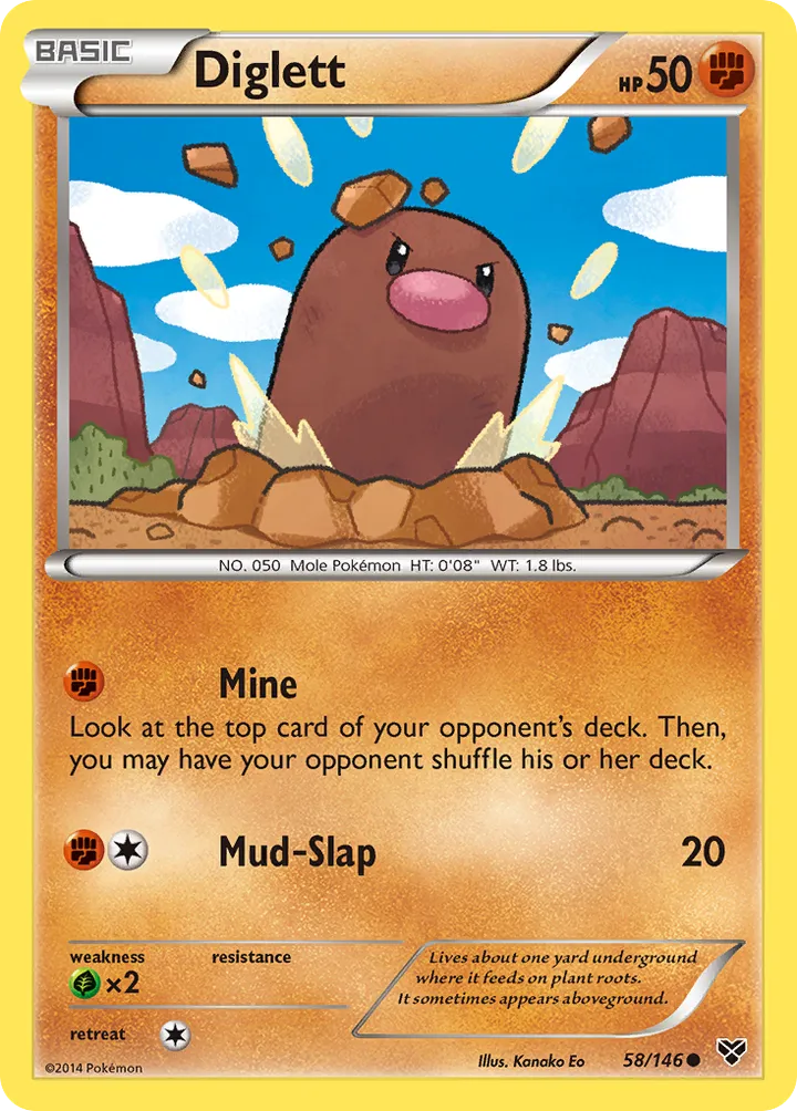 XY 영어판 Diglett 58 카드 앞면