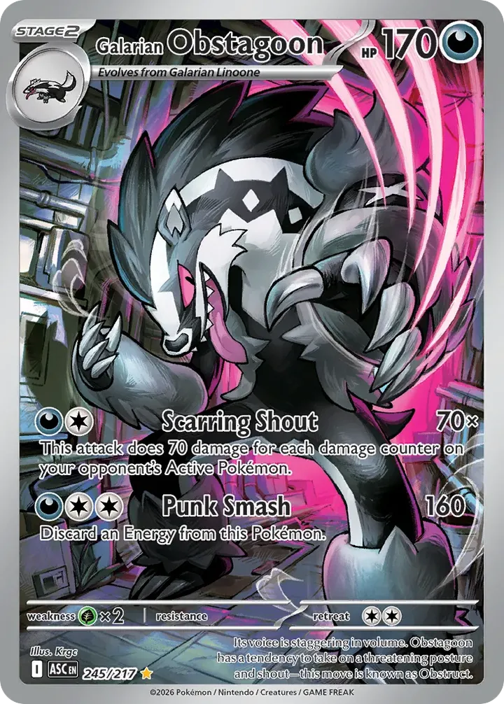 Mega Evolution—Ascended Heroes 영어판 Galarian Obstagoon 245 카드 앞면