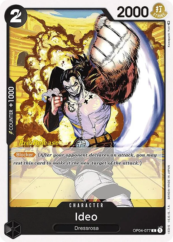Kingdoms of Intrigue 英語版 Ideo OP04-077 · プレリリース カード表面