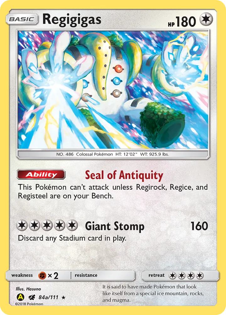 Sun & Moon—Crimson Invasion 영어판 Regigigas 84a 카드 앞면