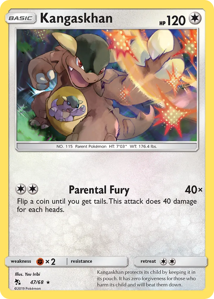 Hidden Fates 영어판 Kangaskhan 47 카드 앞면