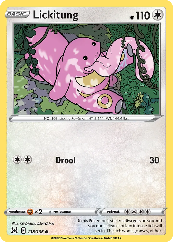 Sword & Shield—Lost Origin 英語版 Lickitung 138 カード表面
