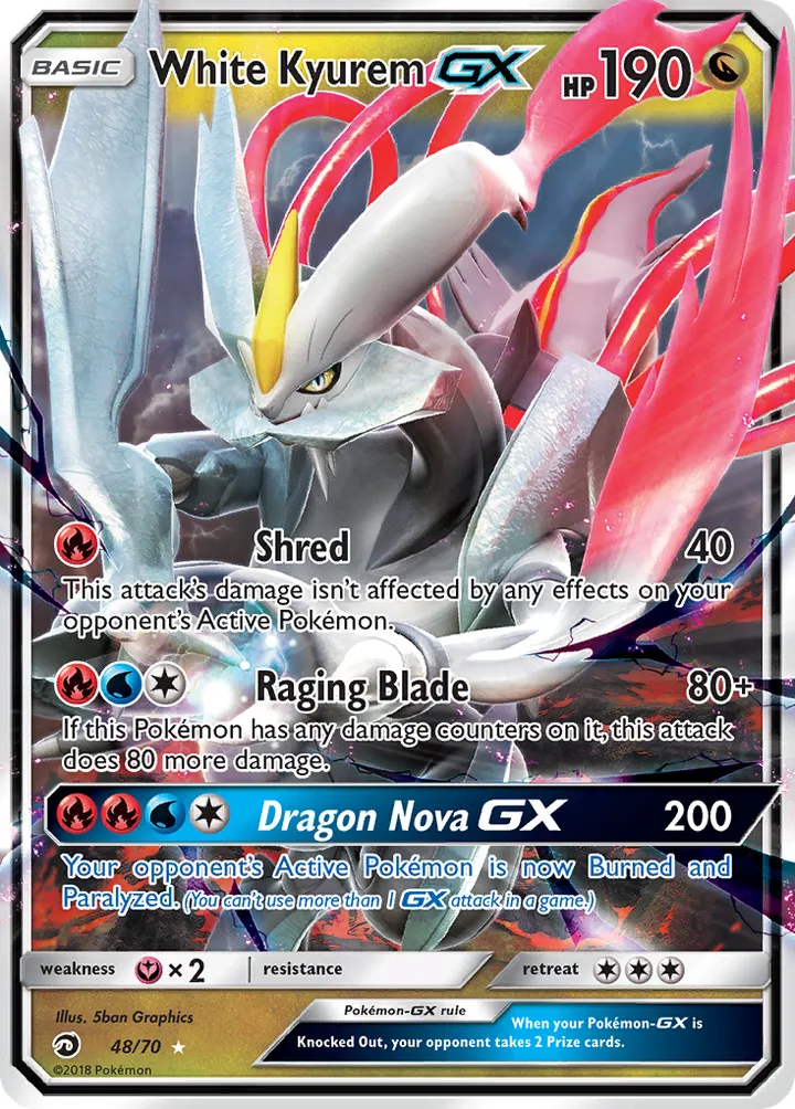 Dragon Majesty 영어판 White Kyurem-GX 48 카드 앞면
