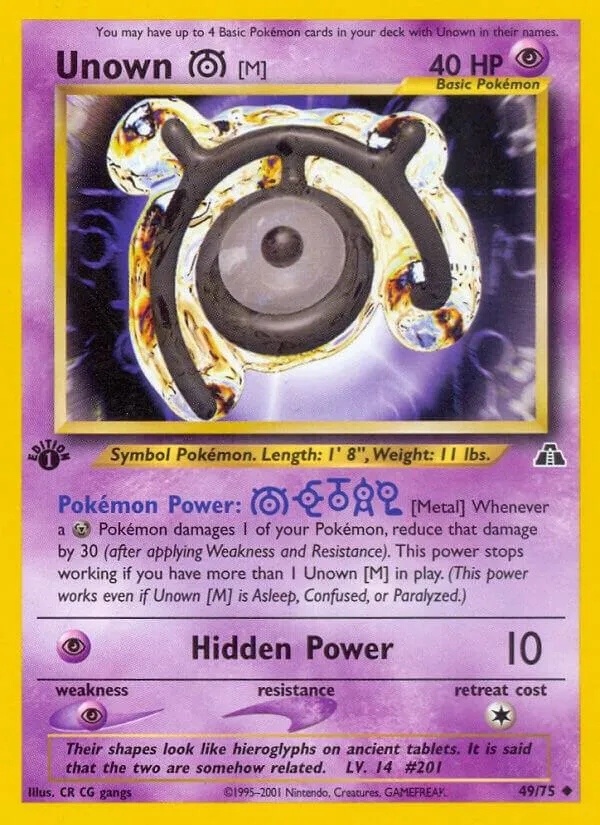 Neo Discovery 英語版 Unown [M] 49 カード表面