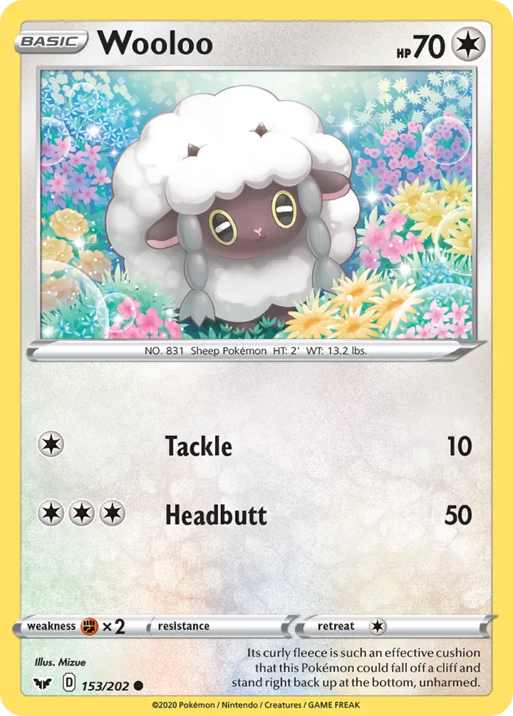 Sword & Shield 영어판 Wooloo 153 카드 앞면