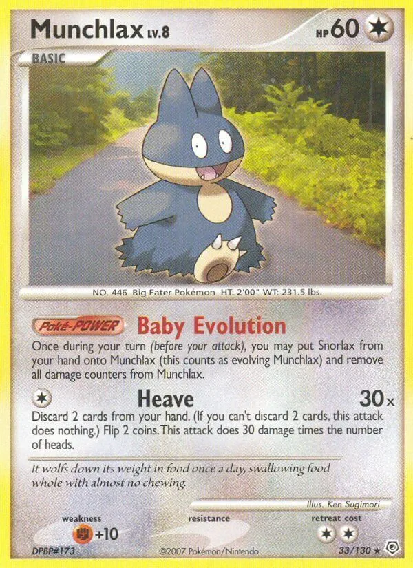 Diamond & Pearl 영어판 Munchlax 33 카드 앞면