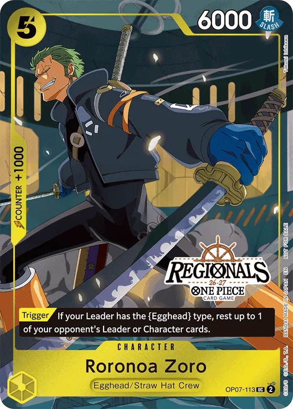 500 Years in the Future 영어판 Roronoa Zoro OP07-113 · 리저널 참가 카드 앞면