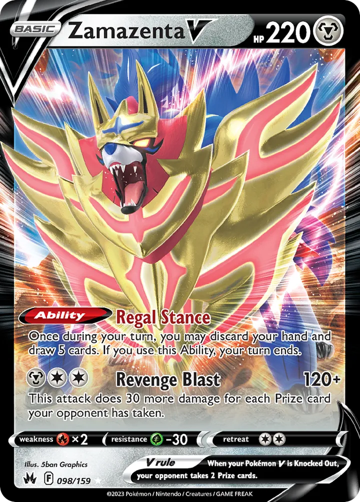 Crown Zenith 英語版 Zamazenta V 98 カード表面