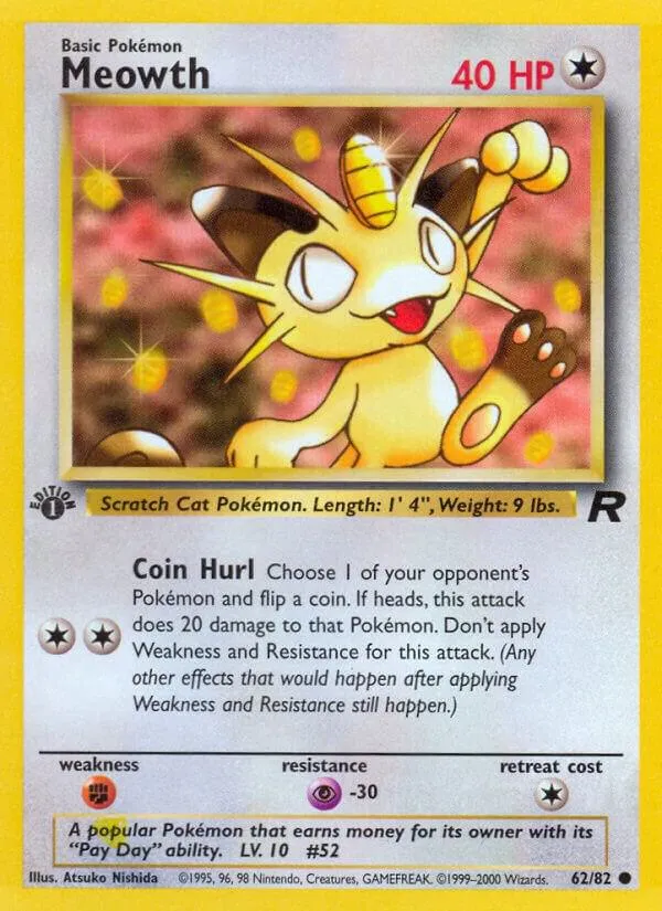 Team Rocket 英語版 Meowth 62 カード表面