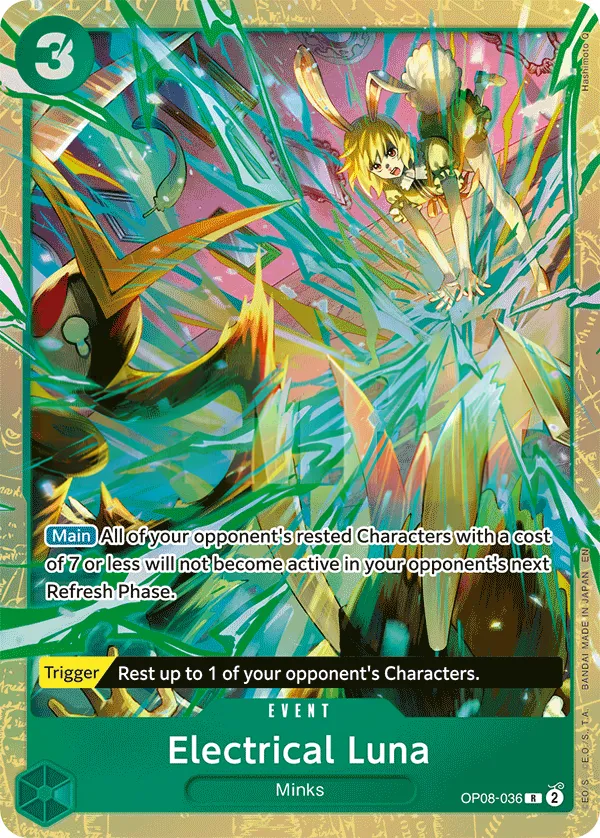 Two Legends 영어판 Electrical Luna OP08-036 · 패럴렐 카드 앞면