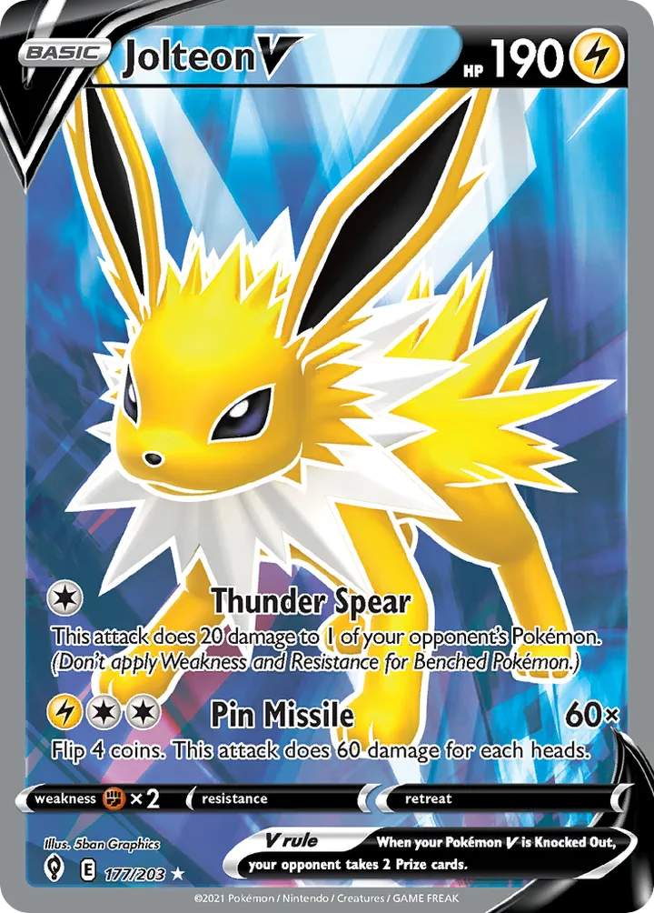 Sword & Shield—Evolving Skies 영어판 Jolteon V 177 카드 앞면