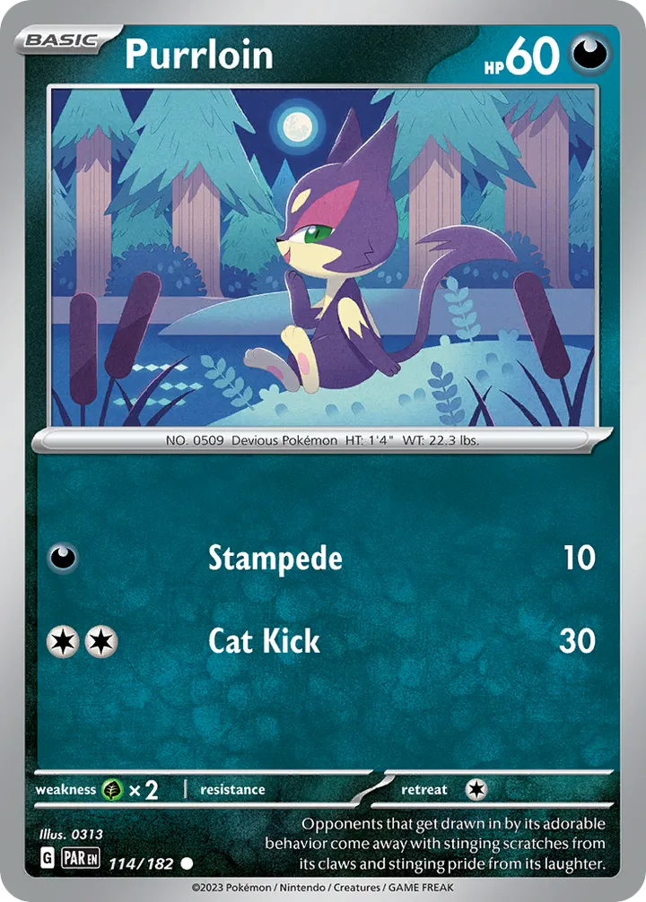 Front of Purrloin 114, Scarlet & Violet—Paradox Rift English