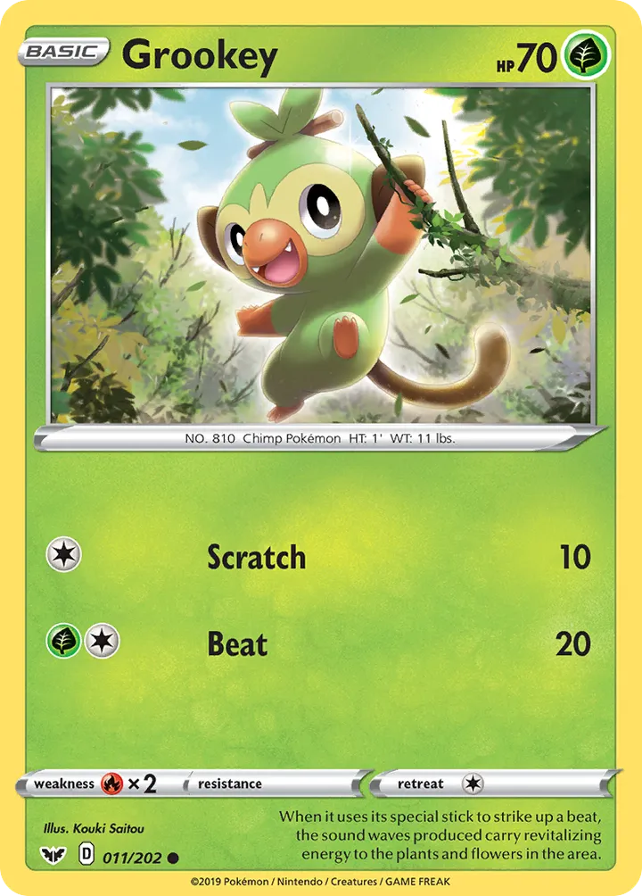 Sword & Shield 英語版 Grookey 11 カード表面