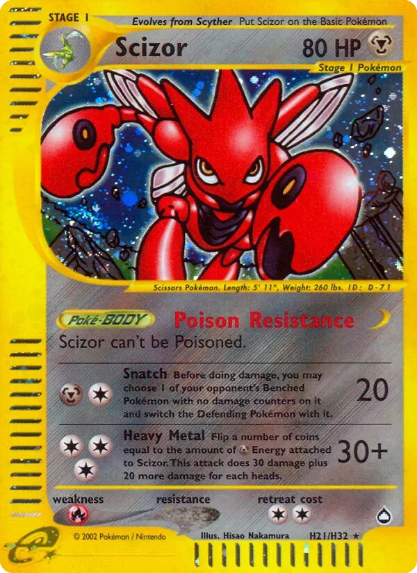 Aquapolis 영어판 Scizor H21 카드 앞면