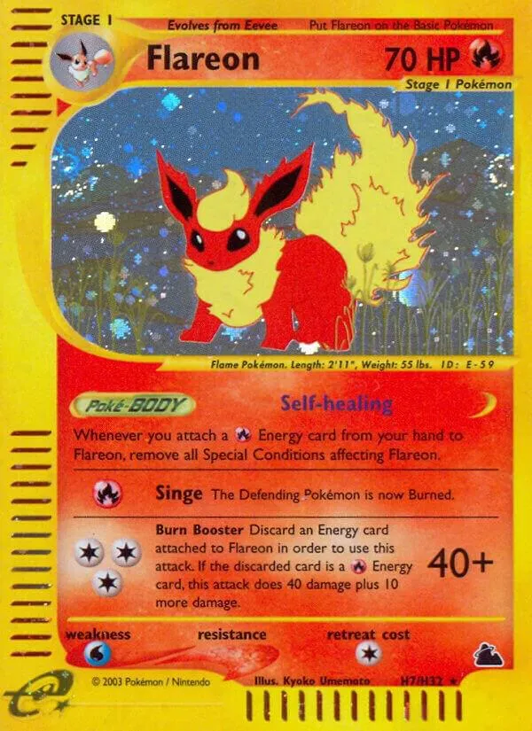 Skyridge 영어판 Flareon H7 카드 앞면