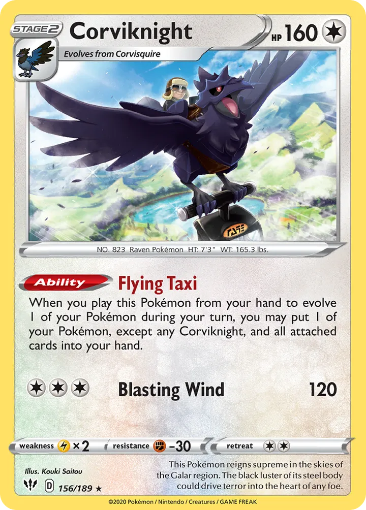 Sword & Shield—Darkness Ablaze 英語版 Corviknight 156 カード表面