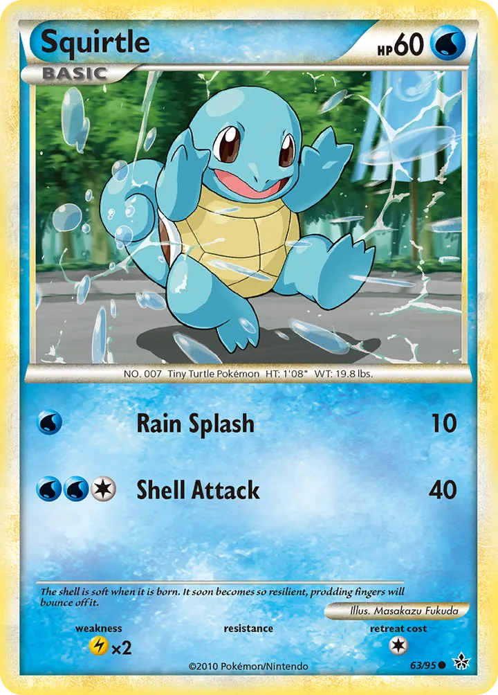 HS—Unleashed 영어판 Squirtle 63 카드 앞면