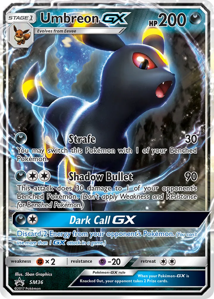 SM Black Star Promos 영어판 Umbreon-GX SM36 카드 앞면