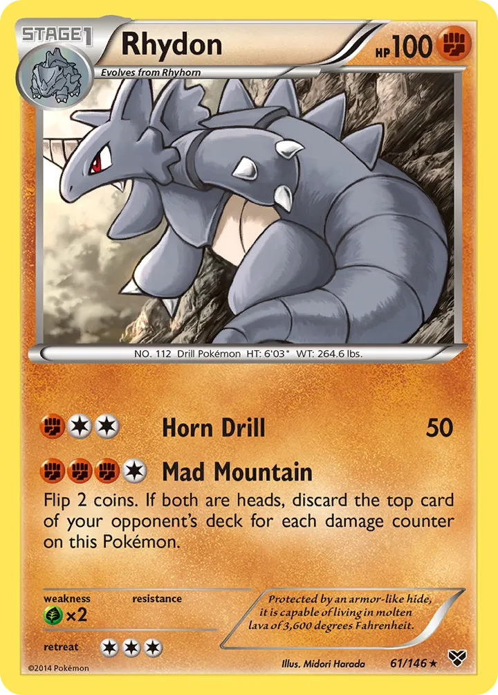 XY 英語版 Rhydon 61 カード表面