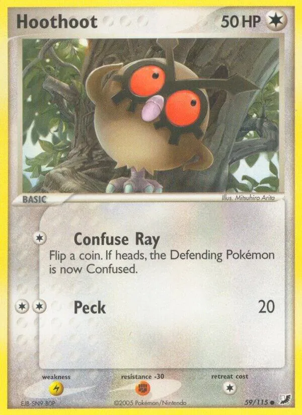 EX Unseen Forces 영어판 Hoothoot 59 카드 앞면