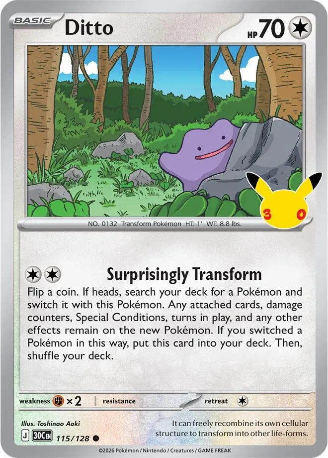 Pokémon TCG: 30th Celebration 英語版 Ditto 115 カード表面