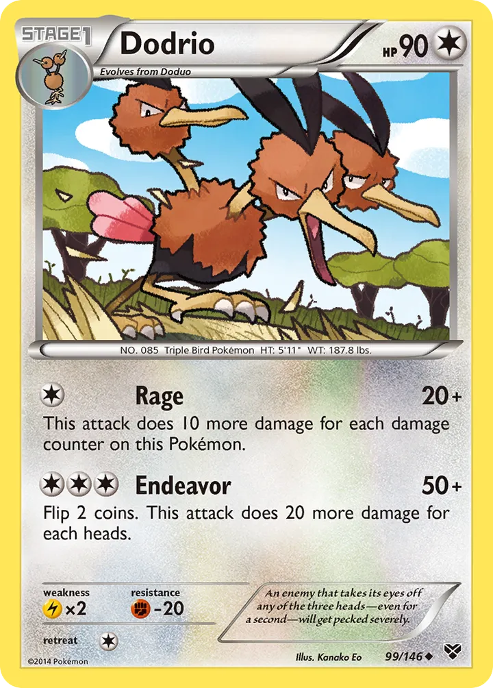 XY 영어판 Dodrio 99 카드 앞면