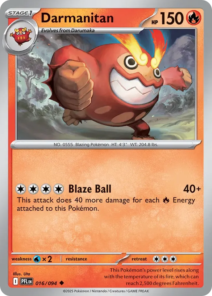 Mega Evolution—Phantasmal Flames 英語版 Darmanitan 16 カード表面
