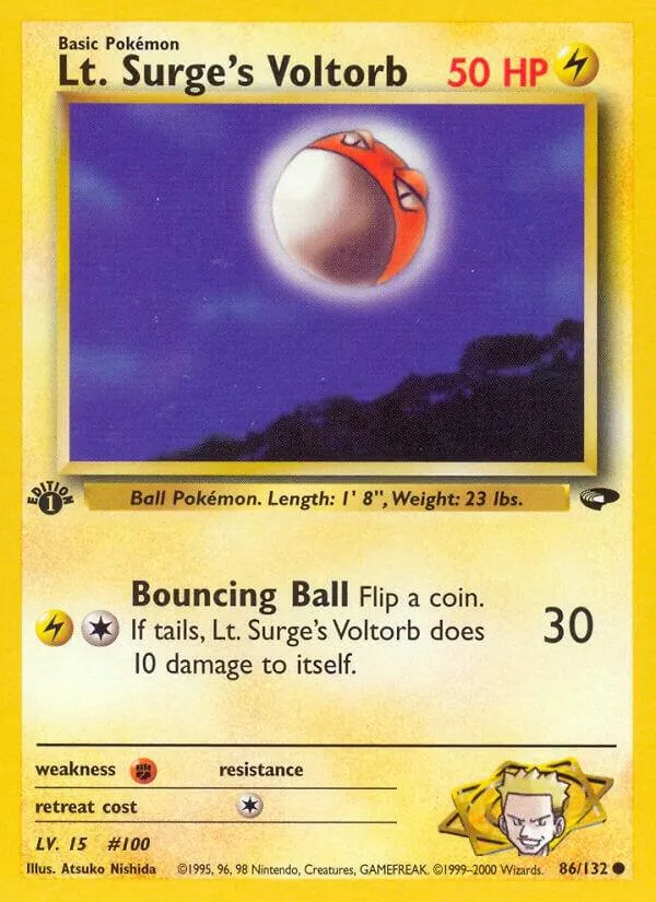 Gym Challenge 영어판 Lt. Surge's Voltorb 86 카드 앞면