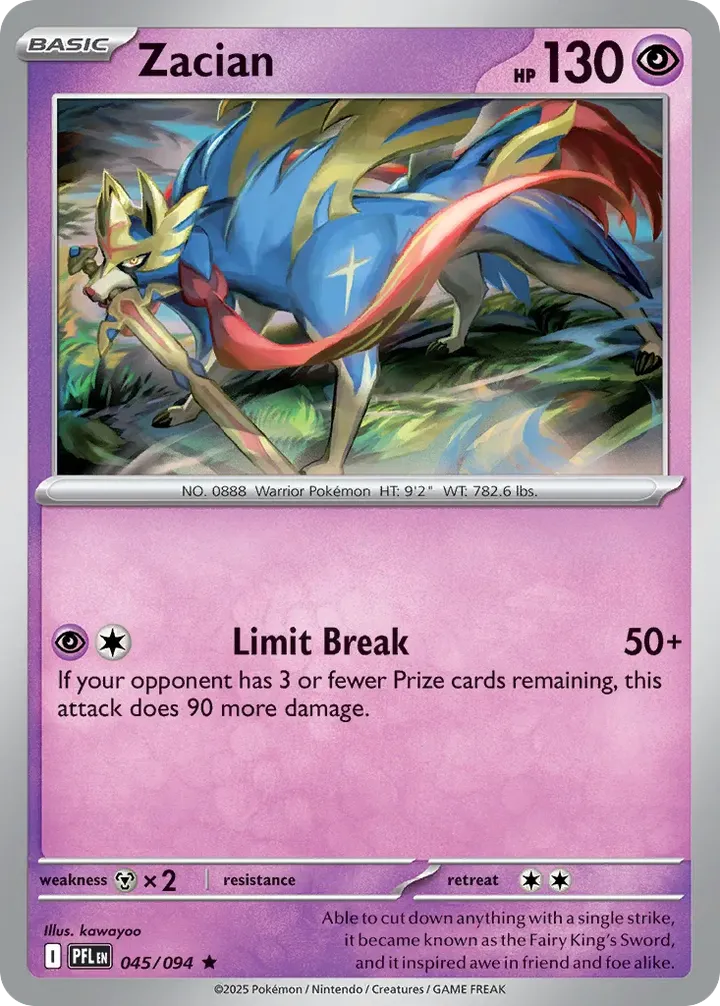 Mega Evolution—Phantasmal Flames 英語版 Zacian 45 カード表面