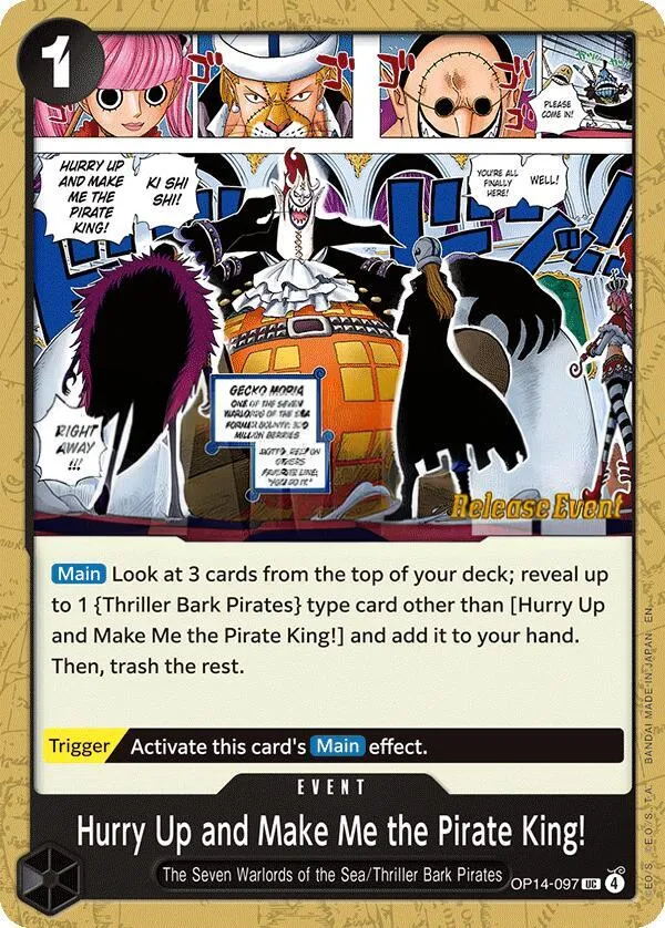 The Azure Sea's Seven 英語版 Hurry Up and Make Me the Pirate King! OP14-097 · プレリリース カード表面
